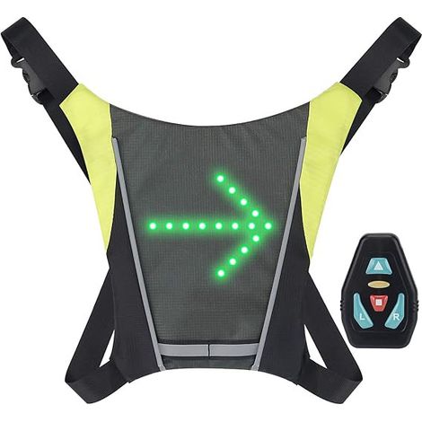 Gilet da ciclismo a LED, gilet riflettente a LED con indicatore di direzione - Telecomando, indicatori di direzione, ricaricabile tramite USB, facile installazione per avvertimento sulla sicurezza del