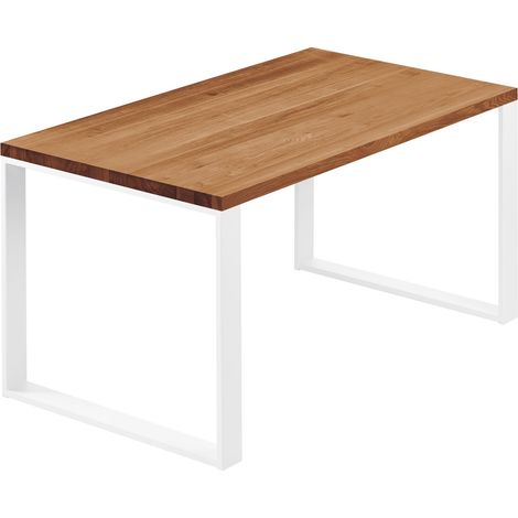 LAMO Manufaktur Esstisch Küchentisch, 100x60x76 cm (AxBxH), Modern, Dunkel / Weiss, LOG-01-A-004-9016M