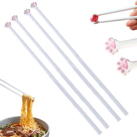 Cat Paw Chopsticks,2 Pièces Baguette Chinoise Enfant,Baguettes à Pattes de Chat,Baguettes de Patte de Chat,Baguette Chinoise Reutilisable,pour la Cuisine,la Maison,L'Hôtel,le Restaurant,la Fête (1/4)
