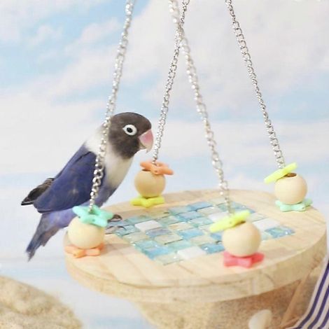 Hamac rafraîchissant pour cage à oiseaux, lit suspendu pour petits animaux, balancelle en bois et cristal, plateforme rafraîchissante (1/4)