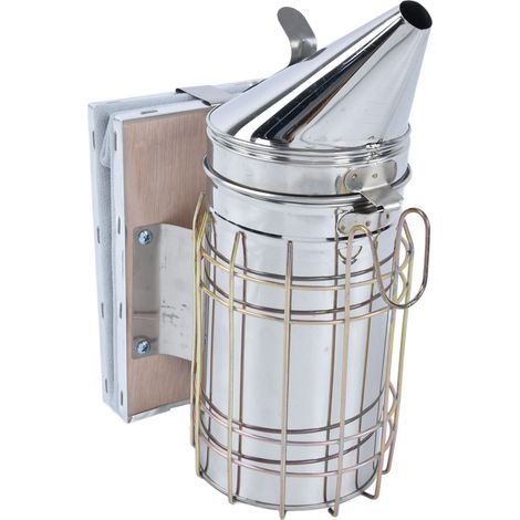 6-teiliges Imkerwerkzeug-Set für den Räucherofen: Rahmenklemme aus Edelstahl + gelbes Nadelmesser + Tränke mit Ententrichter + Bienenbürste aus Seide + Flachmesser mit scharfer Schneide + Räucherofen (1/5)
