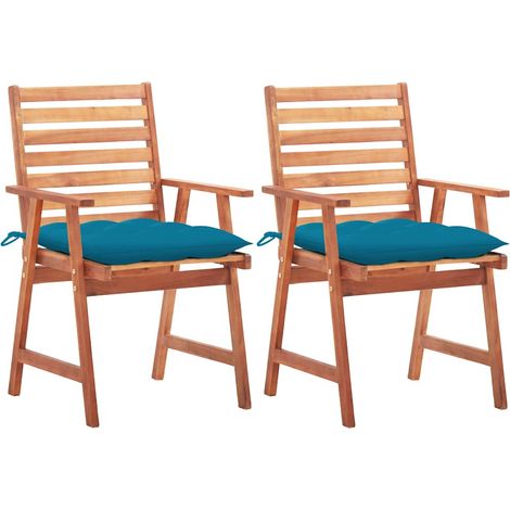 vidaXL Sillas comedor de jardín 2 uds madera maciza acacia y cojines (1/4)