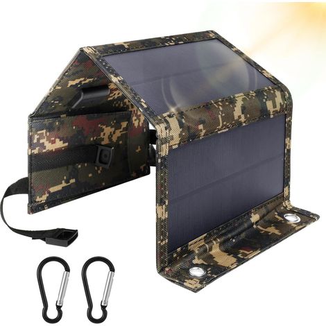Chargeur solaire portable pliable 20W 5V - Panneau solaire USB avec sortie, Énergie solaire pour activités extérieures (vélo, randonnée, camping, voyage), Alimentation durable résistante aux rayures (