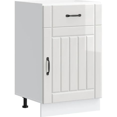 Mueble de cocina Lucca blanco brillante 50 x 46 x 81,5 cm práctico espacio de almacenamiento estilo moderno madera de ingeniería blanca 020050074 (1/5)