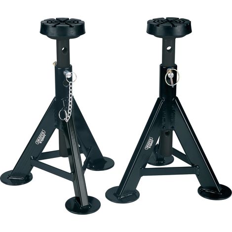 Draper 3-Tonne Heavy-Duty Black Axle Stands for Automotive Support and Maintenance