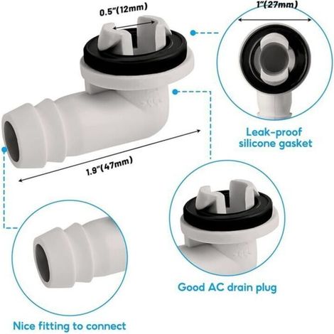 Tuyau de Vidange Climatiseur Portable 10 Pieds, Kit AC, pour avec Connecteur 3/5 Pouces (1/5)