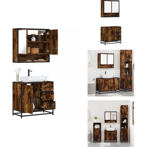 Ensemble de meubles de salle de bain 2 pcs Chêne fumé - Ensemble De Meubles De Salle De Bain - Ensembles De Meubles De Salle De Bain - Armoire De Rangement - Armoire De Rangement Pour Toilettes (1/5)