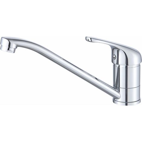 Robinet de cuisine Chrome mitigeur bec bas rotatif à 360° Acier inoxydable Aérateur anticalcaire Cartouche céramique Réducteur débit 5L Ouverture à froid Connexion flexible Finition inox (1/5)