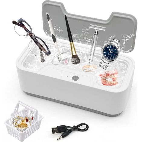Nettoyeur ultrasonique portable et rechargeable, pour le nettoyage des lunettes, montres, têtes de rasoir et boucles d'oreilles. (1/5)