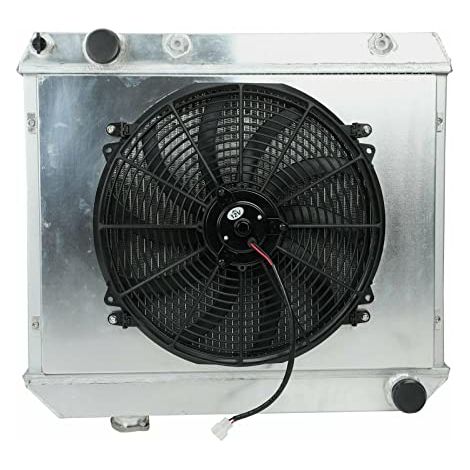 Radiateur de refroidissement à 3 rangées + ventilateur de carénage compatible avec Chevrolet C/K C10/C20/C30 Pickup V8 1963-1966 (1/5)