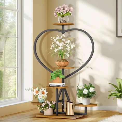 6 Tier Retro Metal Plant Stand with Heart Design Indoor Flower Display Shelf Home Decor