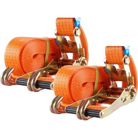 2x Profi Ratschen Spanngurt Spanngurte Zurrgurt 2-tlg 8m 4t 4to 4000kg TÜV/GS ORANGE (1/3)