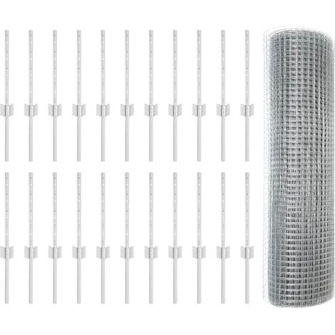 Zaun mit Pfosten Silber 0,4 x 50 m Stahl