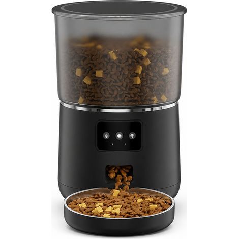 Distributeur automatique de nourriture pour animaux Maison 4,5L WiFi double bol en acier inoxydable 304 alimentation programmable avec enregistrement vocal (1/5)