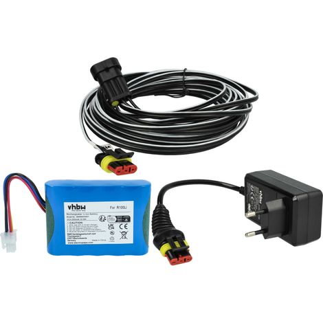 vhbw 1x Netzteil, 1x 3000 mAh Akku, 1x 10 m Niederspannungskabel kompatibel mit Gardena Smart SILENO City, Sileno+ Set Rasenmäher