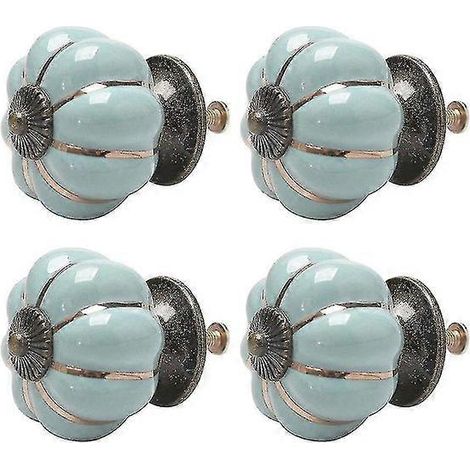Lot de 4 boutons en céramique style vintage, en forme de citrouille, pour tiroir ou porte de meuble. (1/3)