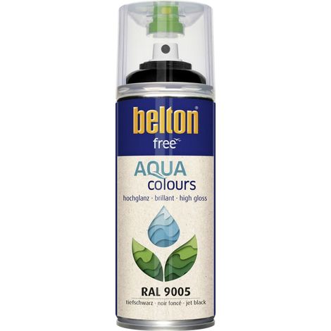 belton free Lackspray AQUAcolours 400 ml tiefschwarz hochglanz Wasserlack (1/2)