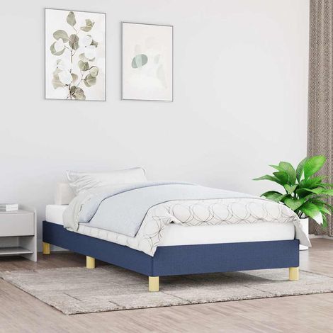 Estructura de cama sin colchón tela azul 100x200 cm (1/5)