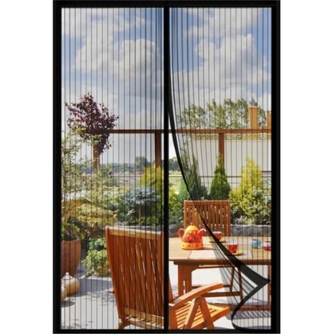 Moustiquaire magnétique pour portes, 180x220 cm, fermeture automatique, anti-moustiques, noire. (1/5)