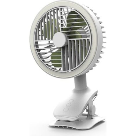 Ventilador USB con clip y cabezal ligero que se mueve, mini ventilador recargable para oficina, residencia estudiantil, cochecito de bebé (hielo y nieve blanca) (1/3)