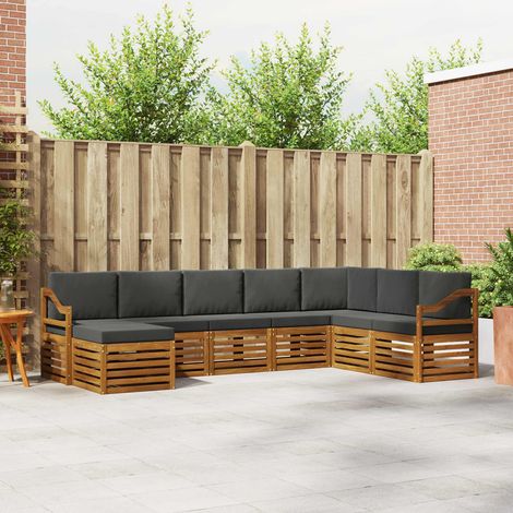 Ecksofa Set 8 pcs Natur und Anthrazit Massivholz Akazie (1/5)
