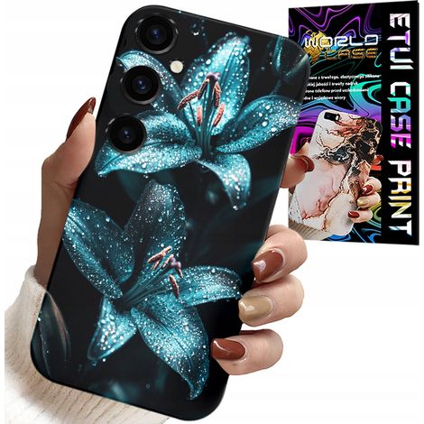 Custodia per Samsung Galaxy S24 - motivo gigli turchesi + vetro (1/5)