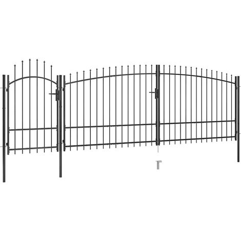 vidaXL Portail de jardin Woerden avec pointe en forme de lance, 5 x 1,75 m, noir (1/5)