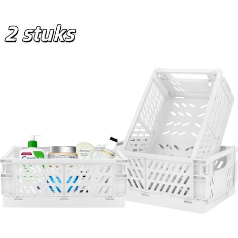 Lot de 2 boîtes de rangement - Paniers pliables en plastique - Mini boîtes de rangement colorées - Idéales pour les chambres, bureaux, salles de classe, salles de bain, tiroirs de bureau et décoration (1/5)