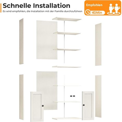Bücherregal Coleshome 6 Ebenen weiß 176,4x48x24cm mit Türen verstellbar (1/5)