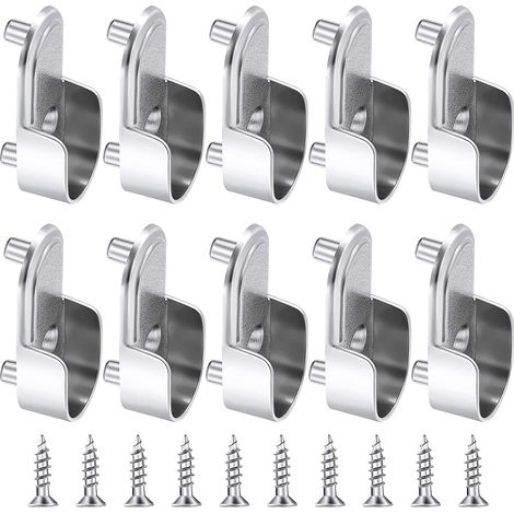 10 Pièces Support de Tringle à Penderie Forme de U Support Tringle Penderie Support de Tringle de Garde-Rob Tige à Bride en Alliage de Zinc pour Rideau ou Armoire Rideau de Douche (1/5)