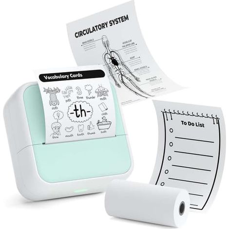 Imprimante thermique Bluetooth 58 mm - Imprimante d'étiquettes portable et sans encre pour iOS et Android (verte) (1/4)