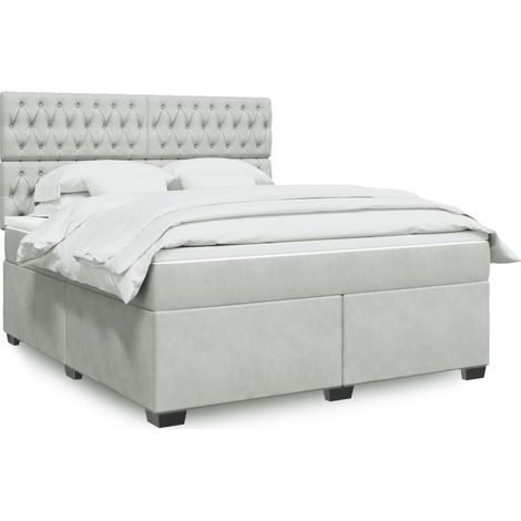 Boxspringbett mit Matratze Hellgrau 180x200 cm Samt