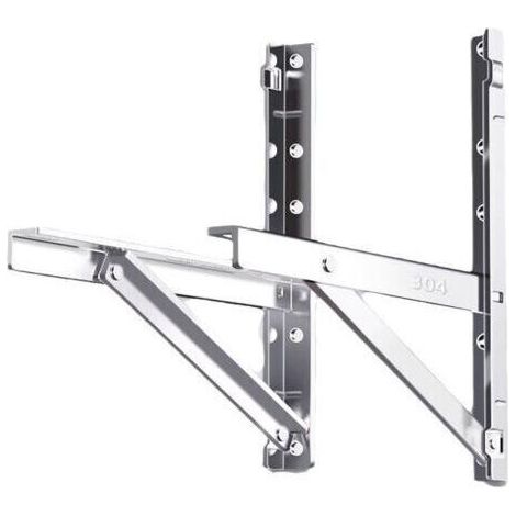Support d'unité extérieure de climatiseur acier inoxydable 304 – Structure triangulaire stable – Capacité 100 kg – Compatible Midea et Gree