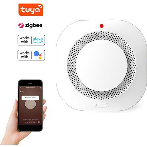 Tuya Zigbee Smart Wireless Smoke Detector, 360° Sound and Light Alert with SMS Notification - Mobile App, Silent with 1 Click (1/5)