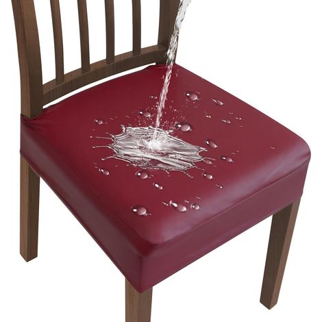 Wasserdichte Stuhlbezüge Stretch, Sitzschutz für Esszimmer, Bürostuhl, Sessel, Burgunderrot (1/5)