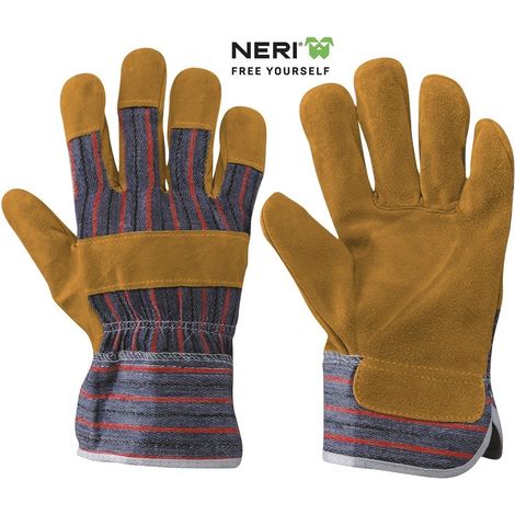 Neri guanti da lavoro crosta bovina e tela 360014 88 CBS taglia 10 (1/5)