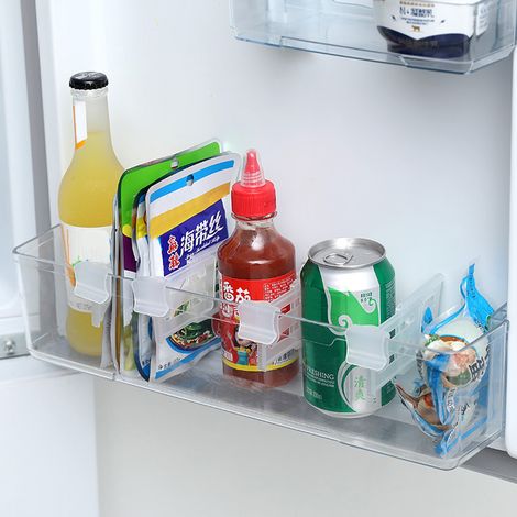 Ausziehbarer Türteiler für die Kühlschrankseite zur Aufbewahrung von Gewürzen und kleinen Gegenständen, Organizerfach (Set mit 4 Tabletts, Tasche) (1/5)