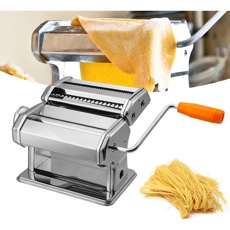 Jiubiaz Machine à pâtes manuelle en acier inoxydable, 9 réglages d'épaisseur, 2 lames, pour lasagne et tagliatelle, cuisine familiale