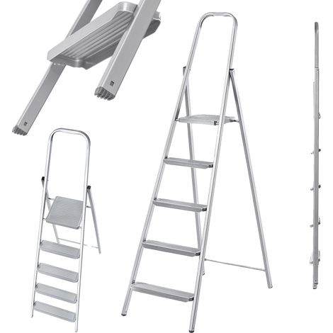 Échelle pliante à un seul côté, hauteur de 1,0 m, construction en acier, charge maximale de 150 kg, poids de 8 kg, caractéristiques antidérapantes (1/5)