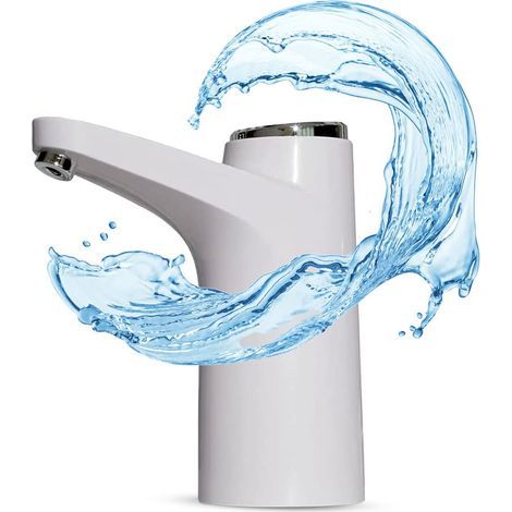 Distributeur d'eau en Bouteille Automatique - Chargeur USB, Sans BPA, Eau Froide, 1500mAh, Matériau Silicone, Carafes-Bouteilles 4,5L 5L 7,5L 10L 11,3L 15L 18,9L Blanche (2 Adaptateurs 3.8 & 4.8cm)