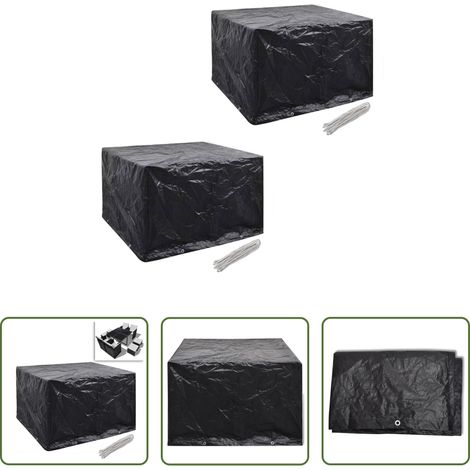 Rattanmöbel abdecken - Gartenmöbel-Abdeckungen 2 Stk. 4 Personen Poly Rattan 8 Ösen (1/5)