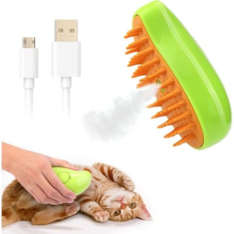 Brosse à vapeur 3 en 1 pour chat - Outil d'épilation, de massage et de toilettage pour chats et chiens - Peigne multifonctionnel pour l'épilation des poils d'animaux (1/5)