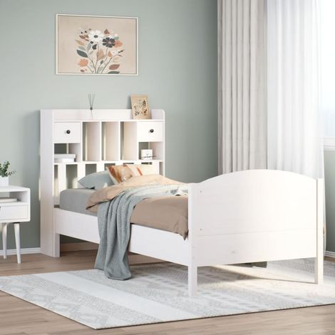 Cama con estantería sin colchón madera maciza 90x200 cm