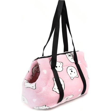 Sac de transport rembourré pour chiens et chats, motif ours en peluche rose (1/2)