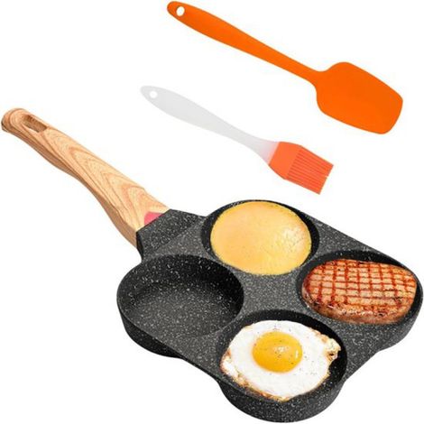 Poêle à poffertjes Quvo® - Poêle en fonte - Compatible induction/électrique - Pour la préparation de poffertjes - Revêtement antiadhésif - Crêpière - 4 trous - Grise (1/5)
