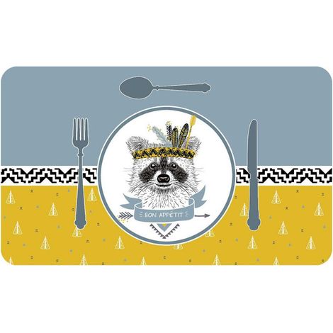 Set de Table Enfant "Filou" 28x44cm Bleu & Jaune (1/2)