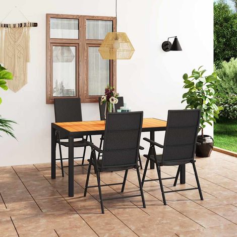 Garten-Essgruppe 5-tlg. Gartentisch mit 4 Stühlen WPC PE-Rattan Schwarz und Braun - PANGIVO (1/5)