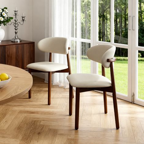 Esszimmerstühle 2er-Set aus Eiche in Walnussoptik mit PU-Bezug, ergonomischer Rückenlehne und Anti-Rutsch-Füßen,78x57x45cm (1/5)