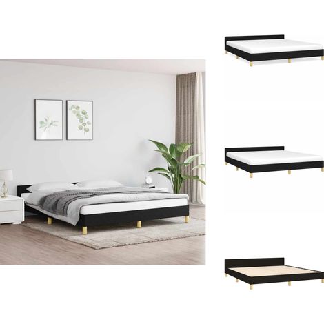 Cadre de lit sans matelas noir 160x200 cm tissu - Cadre De Lit - Lit Double - Literie - Meuble Chambre - Design Moderne (1/5)