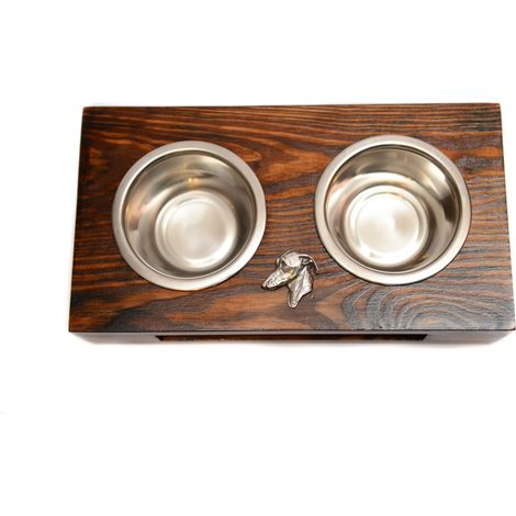 Levriero italiano - supporto in legno con ciotole per cani, ciotole in acciaio per cani, regalo per l'adozione di un cane di Art-Dog (1/5)